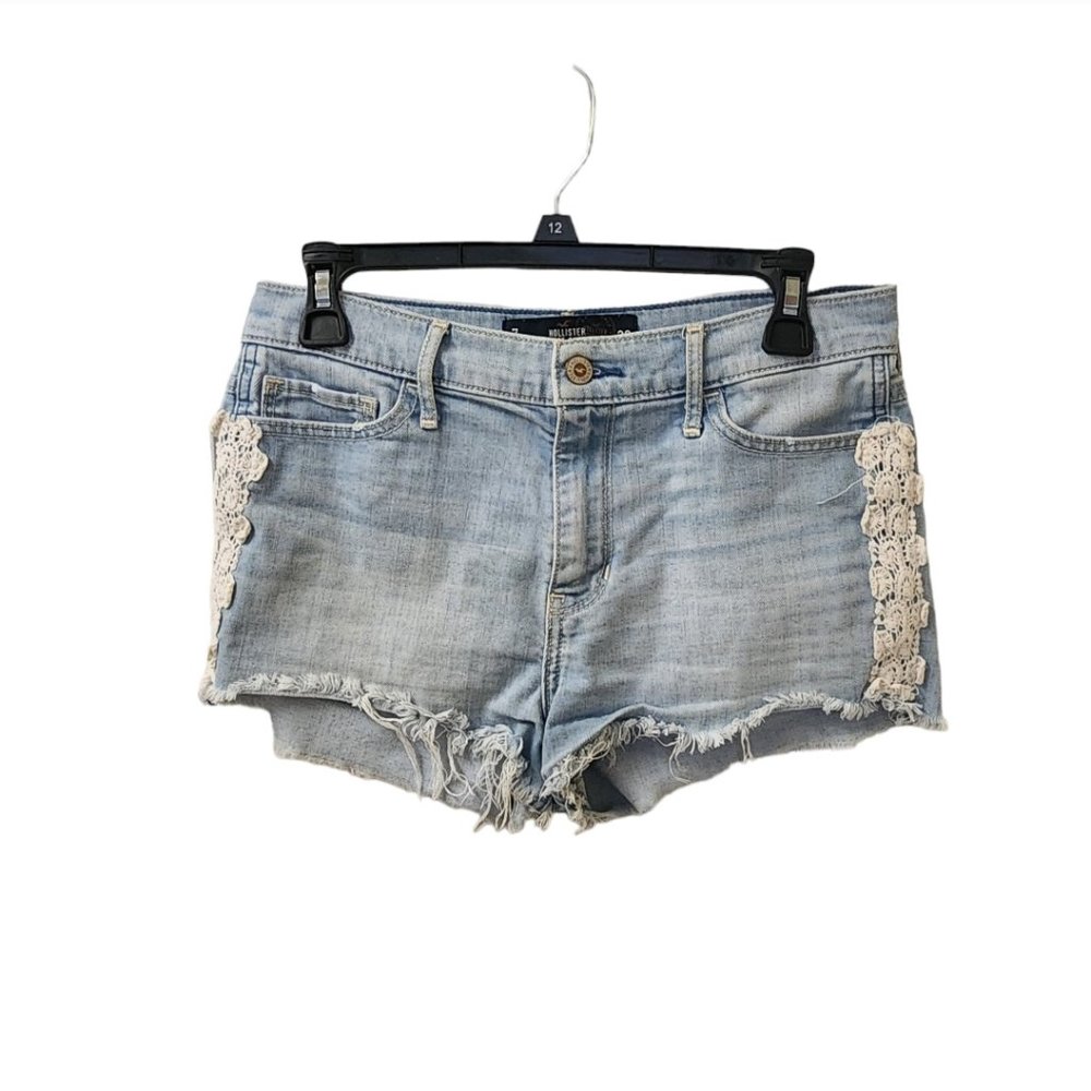 Hollister Light Wash Jean Shorts Size 7 Short-Short High-Rise